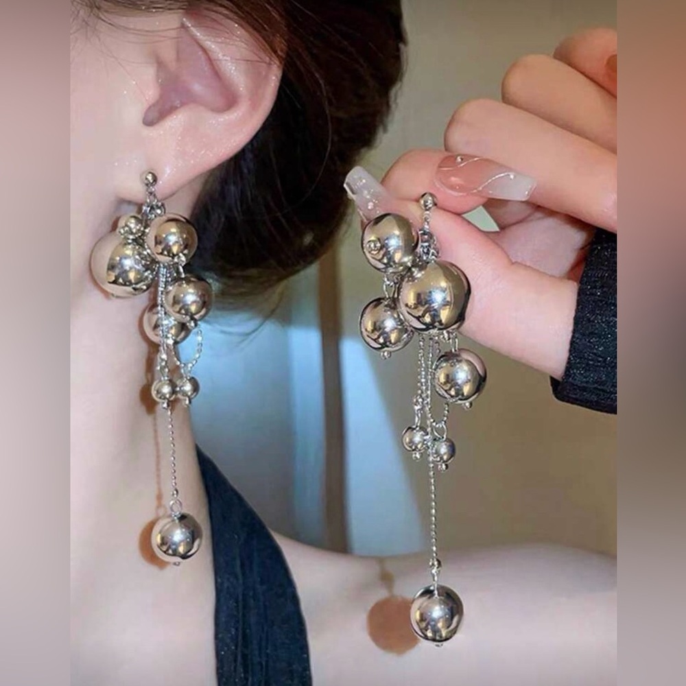 NWT Chic Silver Ball Drop Earrings